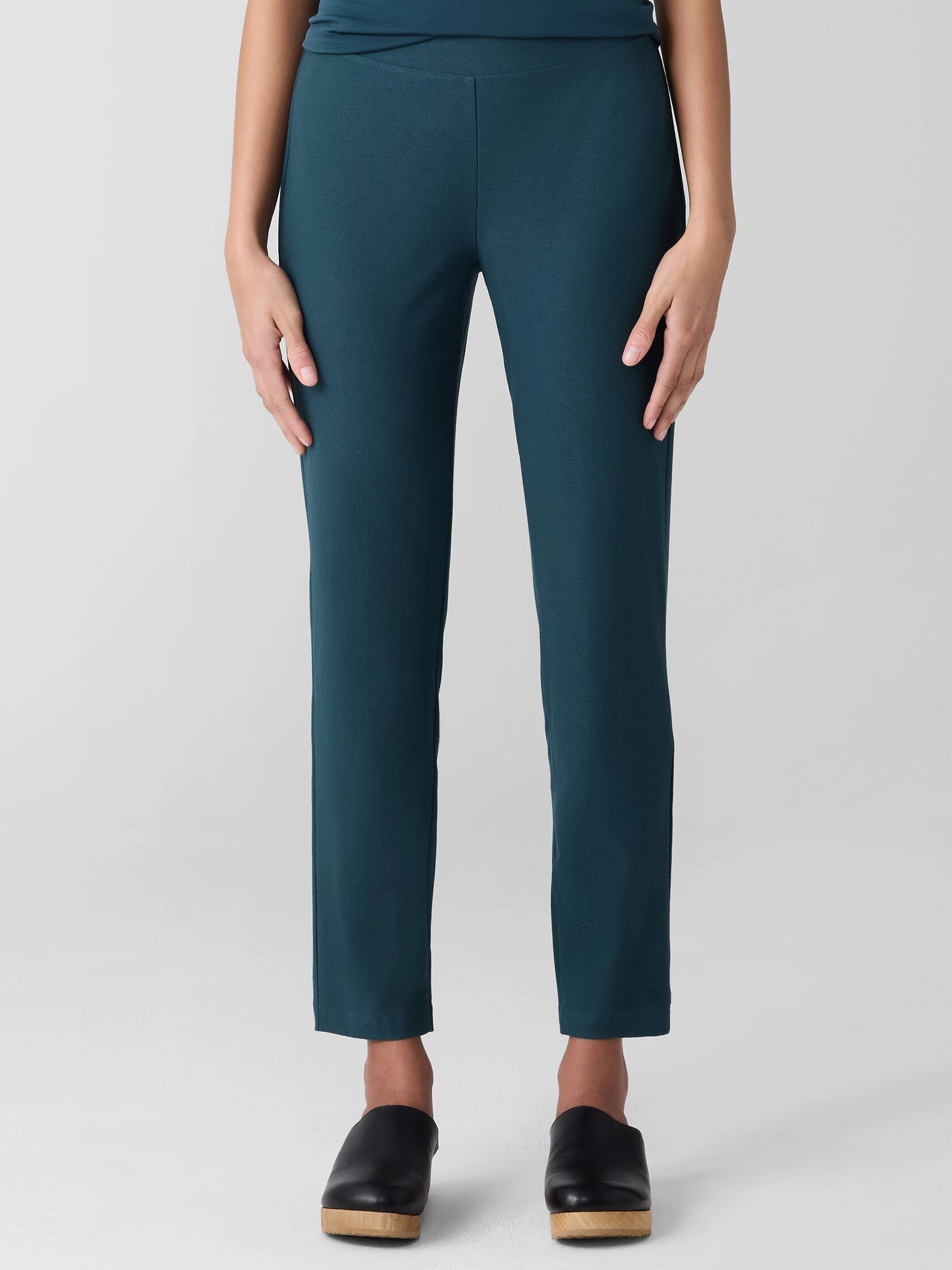 Cotton Blend Ponte Slim Pant | Eileen Fisher