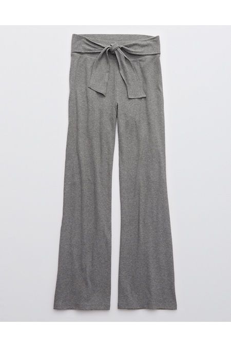 Aerie Ribbed Wide Leg Pant Women's Dark Heather Gray XS | American Eagle Outfitters (US & CA)