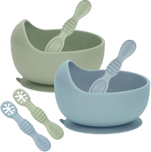 Baby Bliss 6 Piece Suction Bowls & Training Spoons, 100% Food Grade Silicone Feeding Set, Self Fe... | Amazon (CA)
