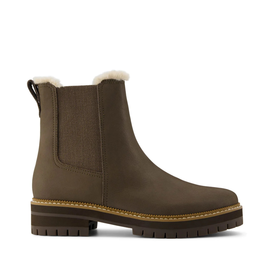 Bennet Boot - Water Resistant Dark Green Nubuck Leather / Faux Fur | Toms EMEA