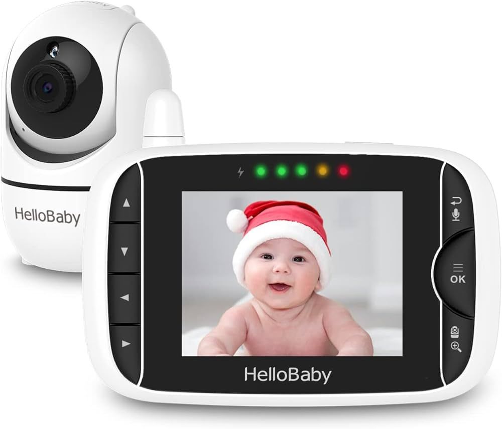 HelloBaby Video Baby Monitor with Remote Camera Pan-Tilt-Zoom, 3.2'' Color LCD Screen, Infrared N... | Amazon (US)