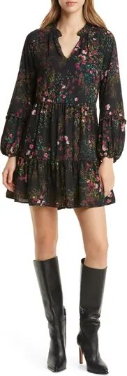 Floral Print Long Sleeve Babydoll Dress | Nordstrom