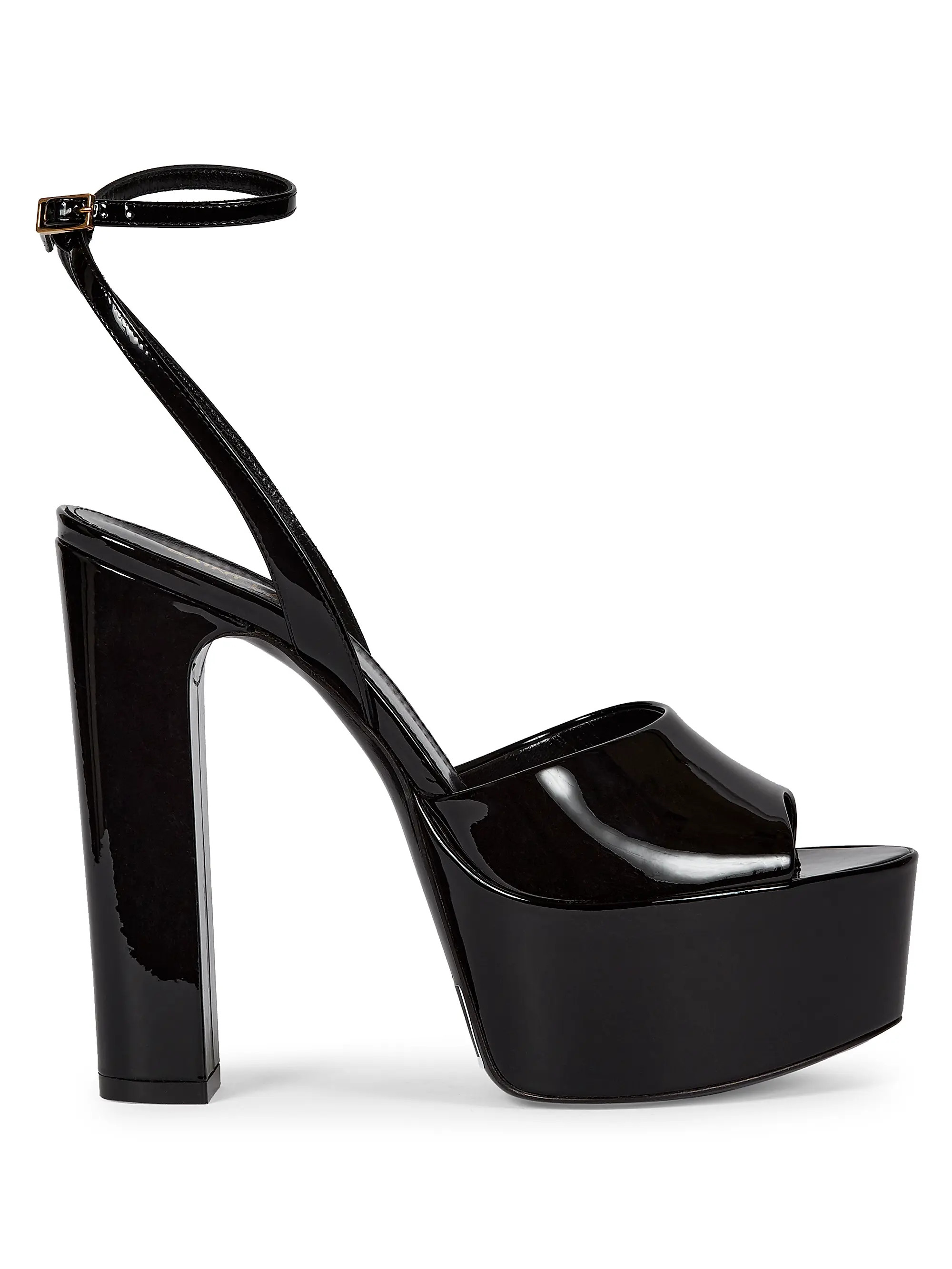 Saint Laurent Patent Leather Platform Sandals | Saks Fifth Avenue | Saks Fifth Avenue