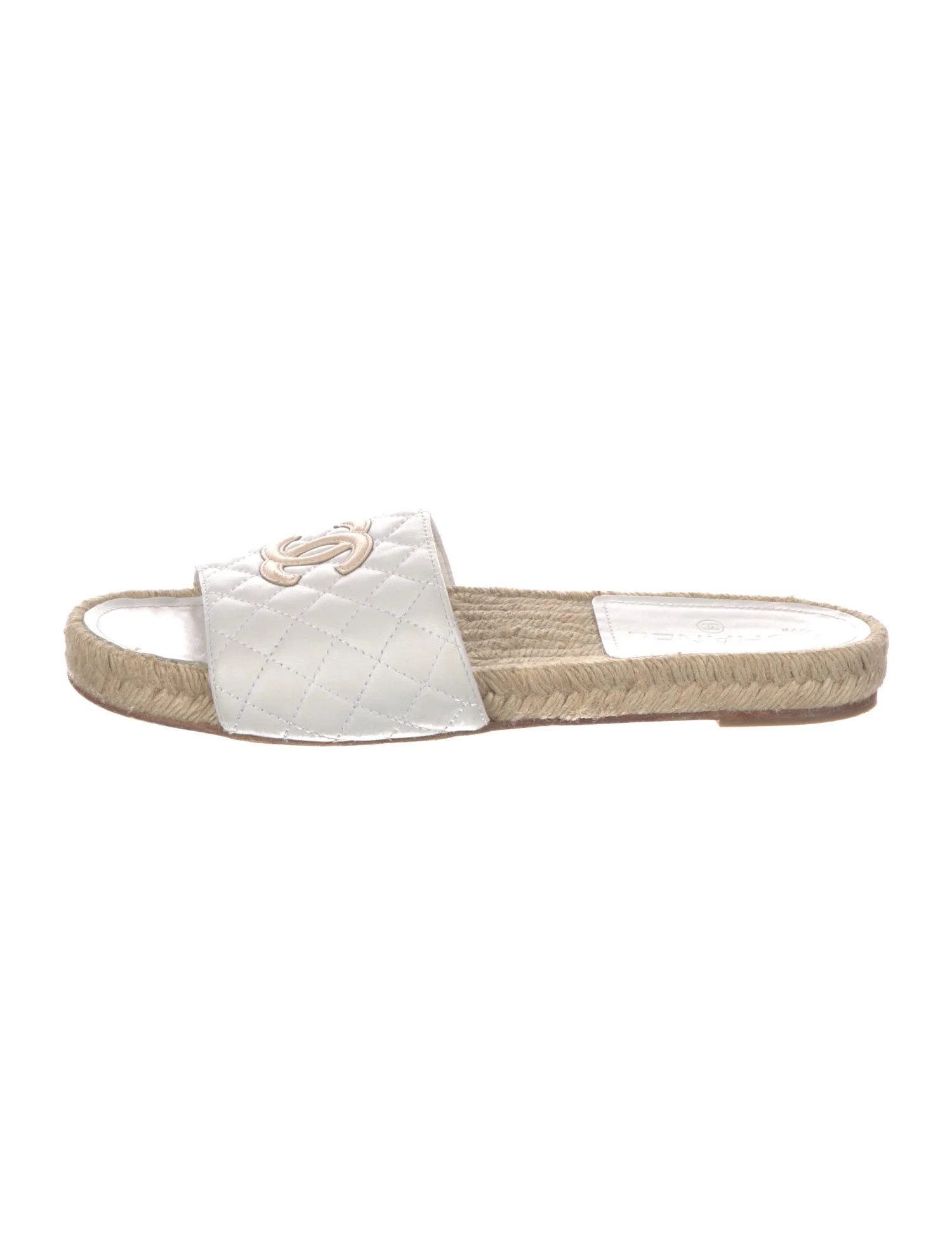 Interlocking CC Logo Leather Slides | The RealReal
