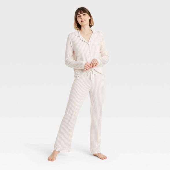 Women's Beautifully Soft Long Sleeve Notch Collar Top and Pants Pajama Set - Stars Above™ | Target