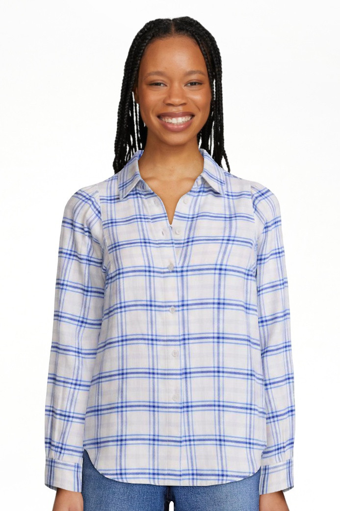 Scenario Women's Plaid Shirt with Long Puff Sleeves, Sizes XS-XXXL | Walmart (US)