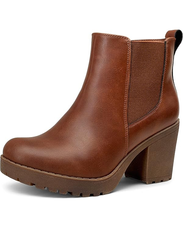Vepose Women's 999 Fashion Platform Chunky Low Heel Chelsea Boots Ankle Booties | Amazon (US)