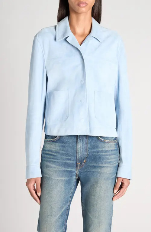 TOM FORD Lambskin Suede Overshirt in Mineral Blue at Nordstrom, Size 4 Us | Nordstrom