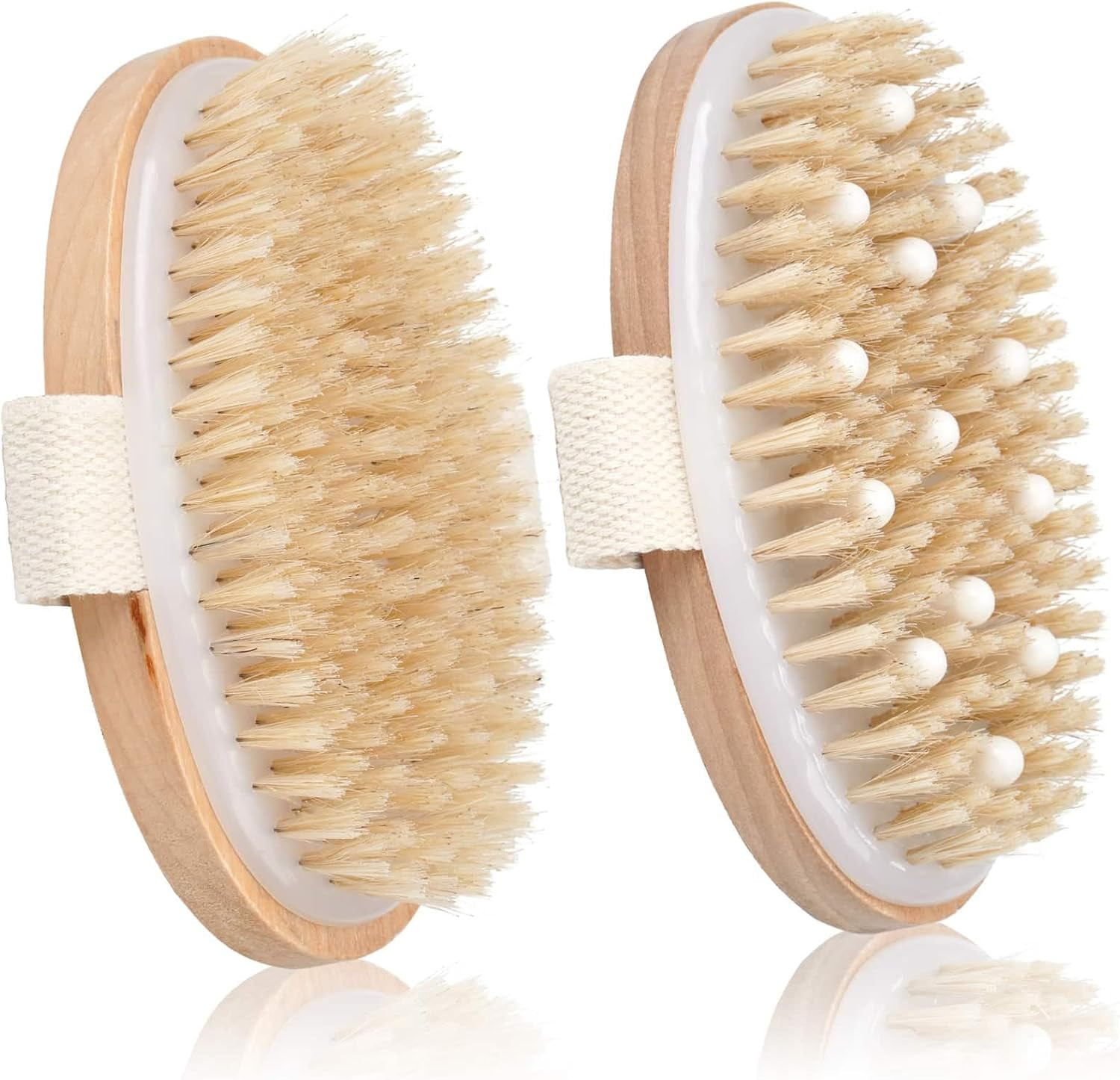 2 Pack Dry Brushing Body Brush, Natural Bristle Exfoliating Brush with Massage Nodes, for Lymphat... | Amazon (US)