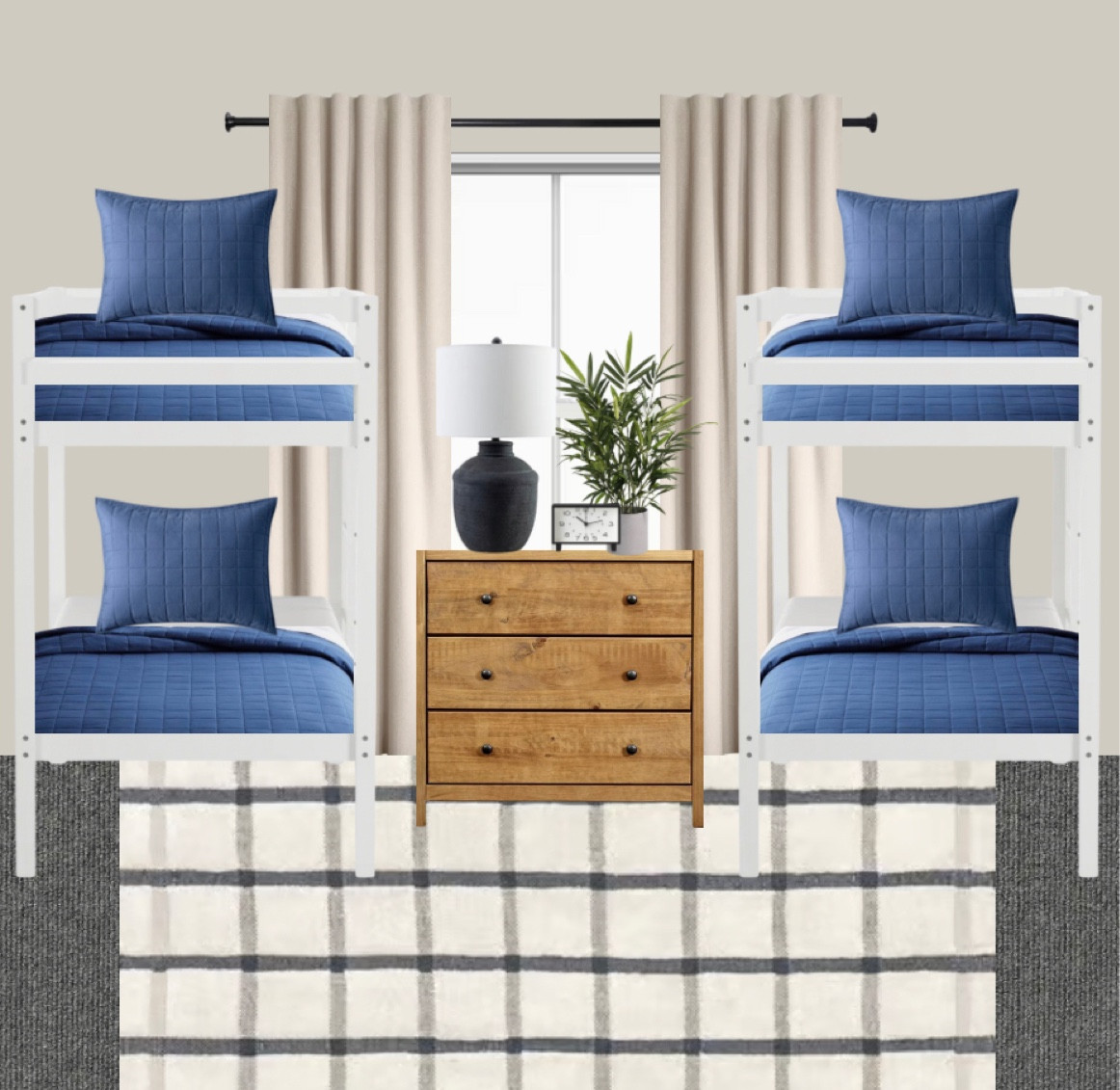 New house design option 1 for the boys shared bunk room! Rug is on sale and this bedding is super affordable! Great for kids, soft and comes in lots of colors!

Boys room, kids room, bunk room, bunk beds, kids bedding, home design, home decor, soft rugs, plaid rugs, kids room design, curtains, design board, mood board

#LTKsalealert #LTKhome #LTKCyberWeek