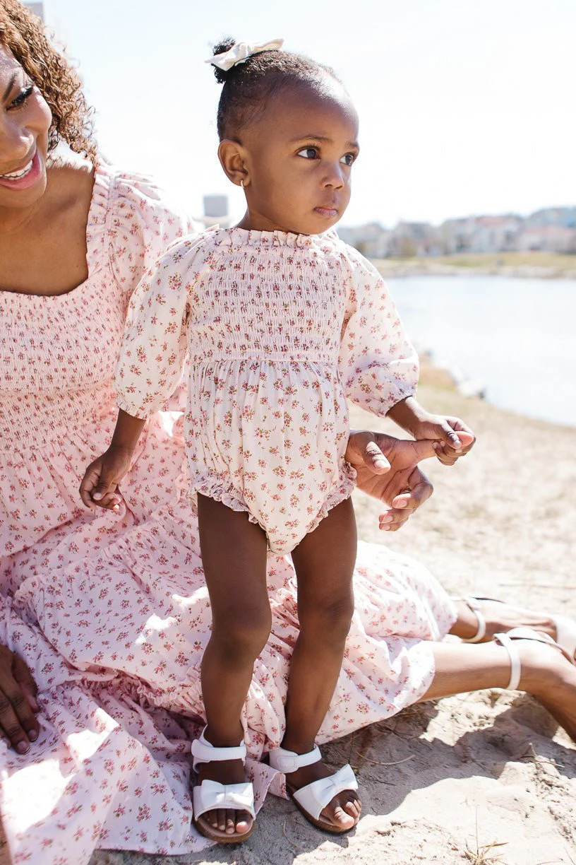 Baby Madeline Romper In Pink | Ivy City Co