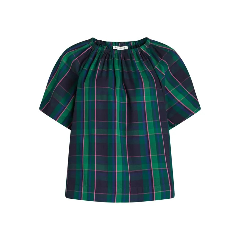 Free Assembly Women’s and Women's Plus Cotton Blouse with Short Puff Sleeves, Sizes XS-4X | Walmart (US)