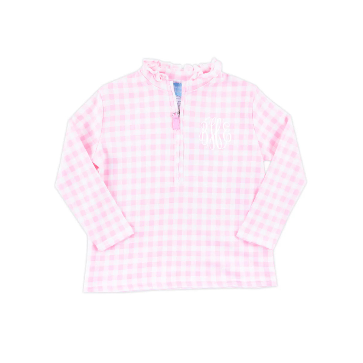 Pink Gingham French Terry Half Zip Pullover | Classic Whimsy