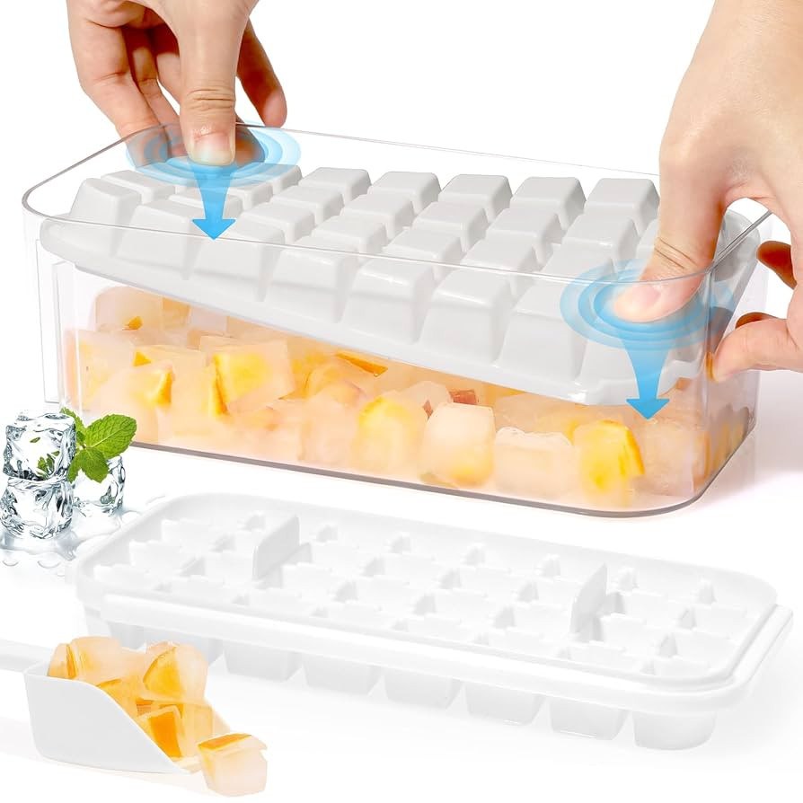 Doonly Easy Release Ice Cube Tray with Lid and Bin, 2 Pack Ice Cube Trays for Freezer, 64 Pcs Ice... | Amazon (US)