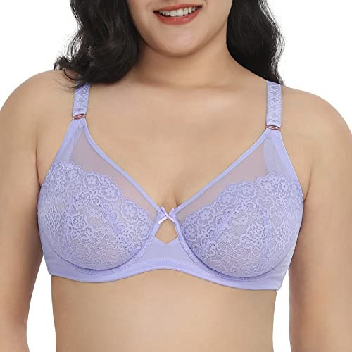 HSIA Minimizer Bras for Women Full Coverage, Plus Size Lace Bra Unlined Bra with Underwire, Purple 34C | Amazon (US)