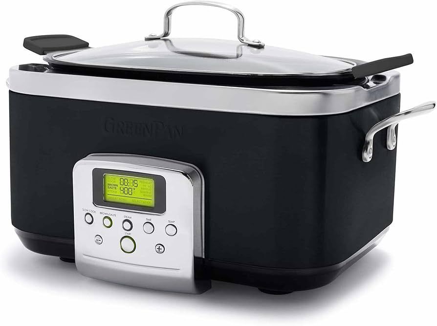 GreenPan Elite 8-in-1 Programmable 6 Quart Electric Slow Cooker, Dishwasher Safe Lid & Removable ... | Amazon (US)