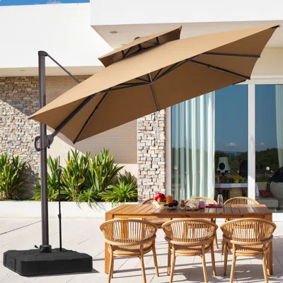 11' X 11' Patio Cantilever Umbrella, Base Included – Effortlessly Movable by One Person | Wayfair North America