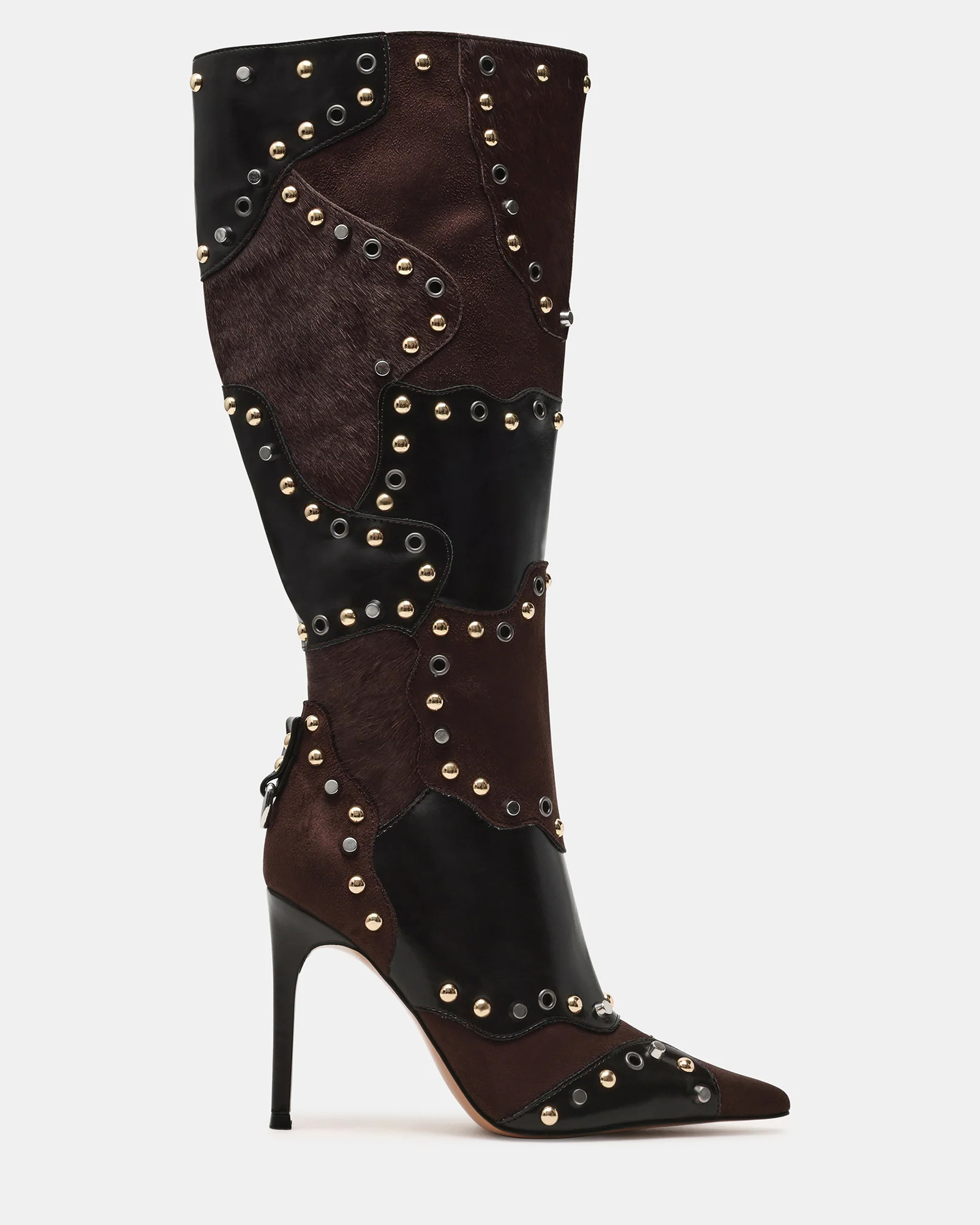 REVIVE Brown Multi Wide Calf Pointed-Toe Knee-High Stiletto Women's Boot | Steve Madden (US)