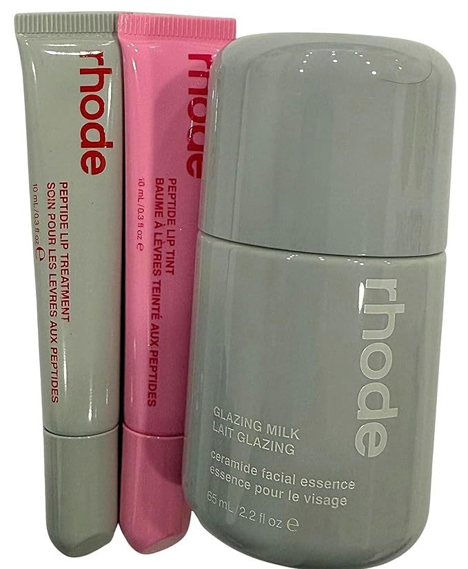 Rhode Glazed Trio Set with Glazing Milk, Peptide Lip Treatment Strawberry Glaze & Peptide Lip Tin... | Amazon (US)