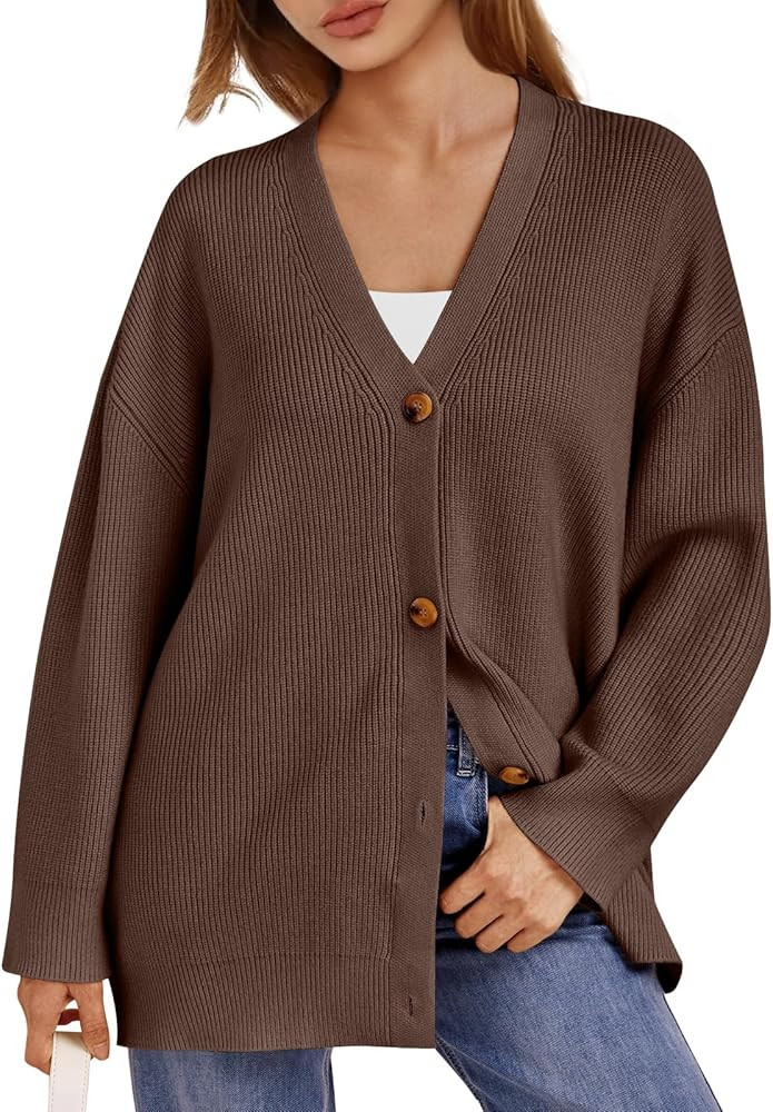 LILLUSORY Women's Cardigan 2023 Open Front Oversized Button Lightweight Sweaters V Neck Loose Car... | Amazon (US)