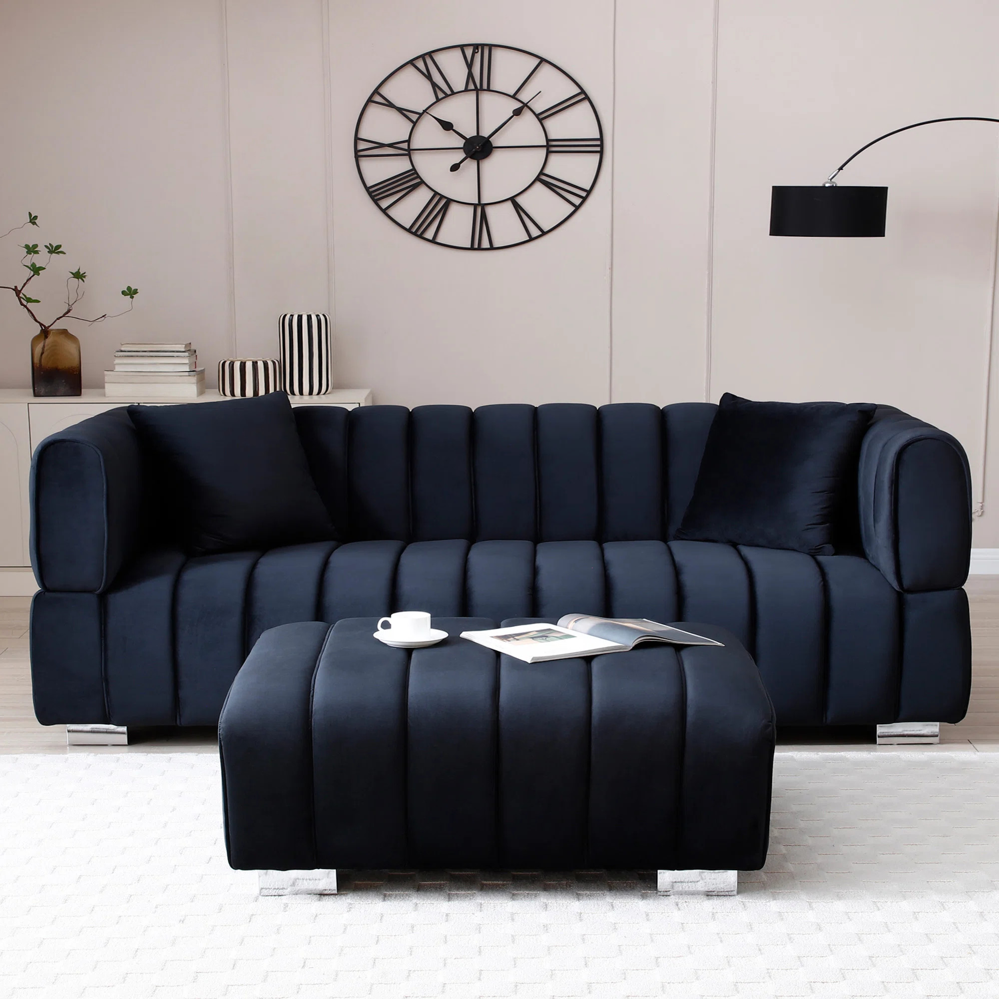 Frye Better Home Products Velvet Sofa And Ottoman | Wayfair North America