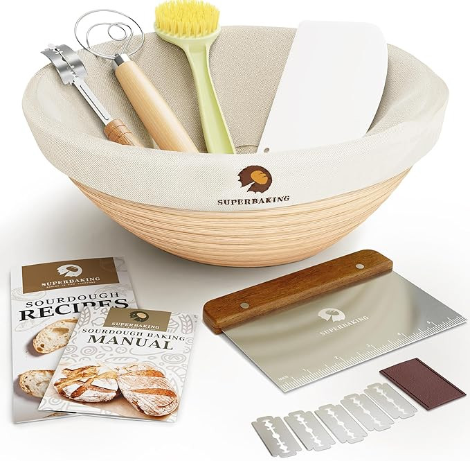 Superbaking Banneton Bread Proofing Basket, Sourdough Bread Baking Supplies, Round 9 Inch Sourdou... | Amazon (US)