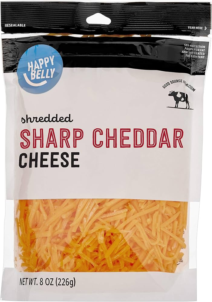 Amazon Brand - Happy Belly Shredded Sharp Cheddar Cheese, 8 oz | Amazon (US)