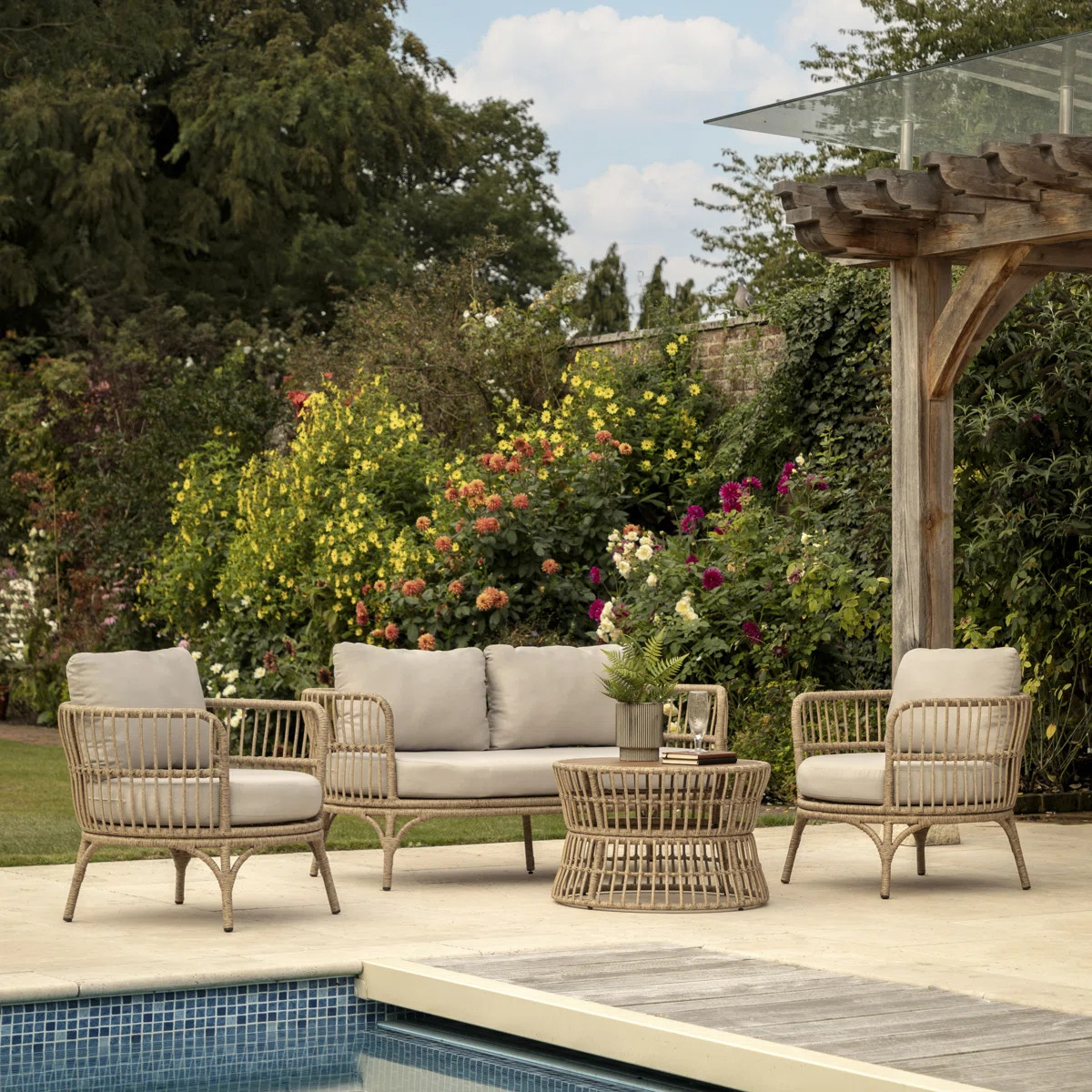 Yasmina 4 - Person Garden Lounge Set with Cushions | Wayfair UK
