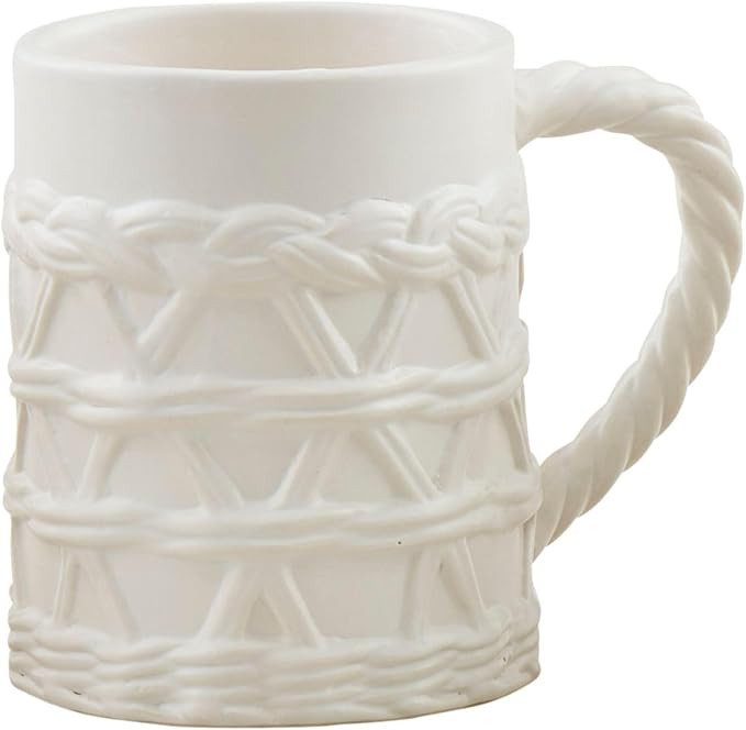 Mud Pie 16 oz Woven Ceramic Mug, White | Amazon (US)