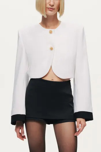 Gold-Button Cropped White Jacket | Nordstrom