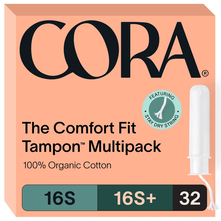 Cora Compact Applicator Tampons, 100% Organic Cotton, Super/Super+, 32 Count | Walmart (US)