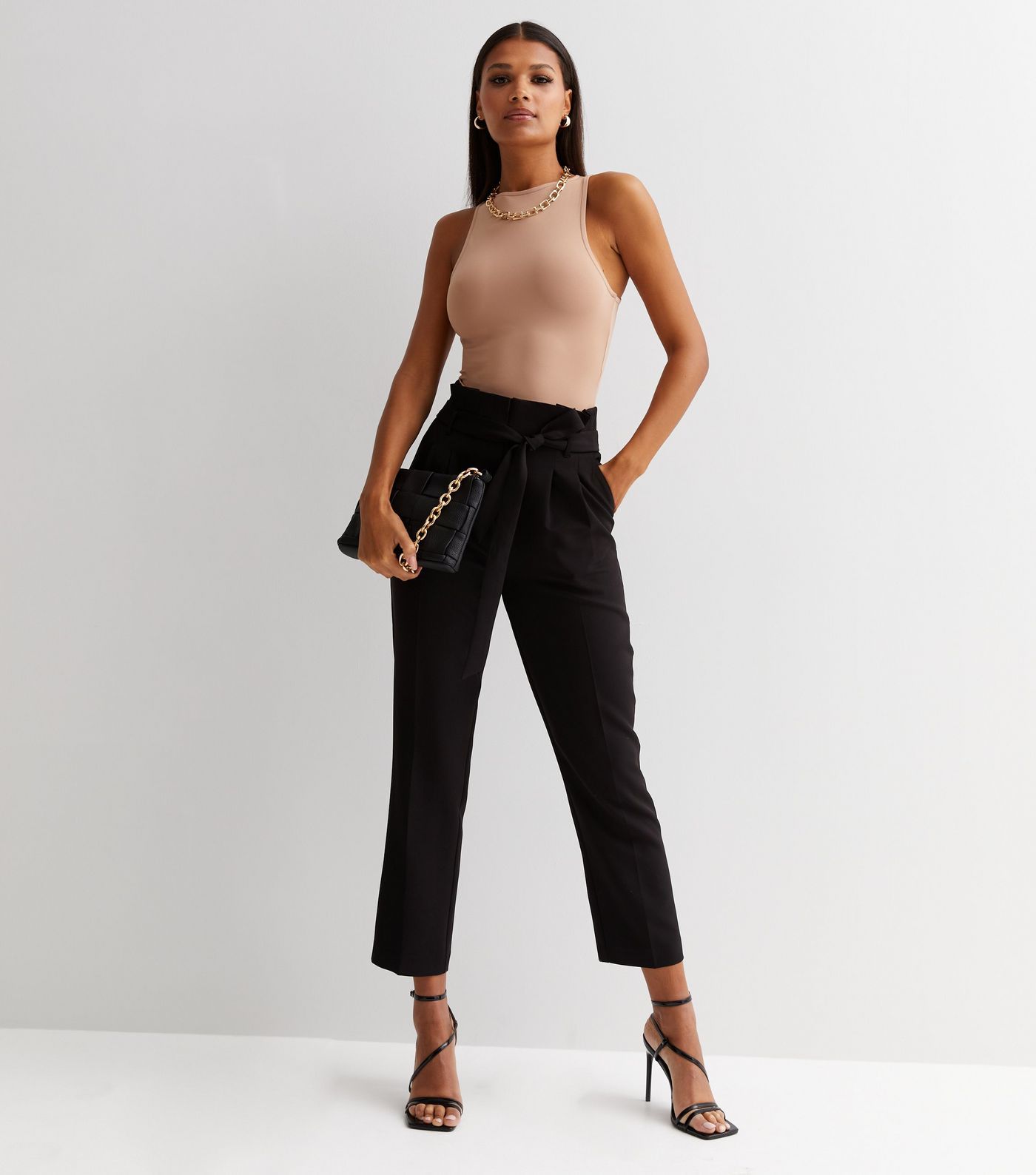 Black Belted High Waist Crop Trousers
						
						Add to Saved Items
						Remove from Saved Ite... | New Look (UK)