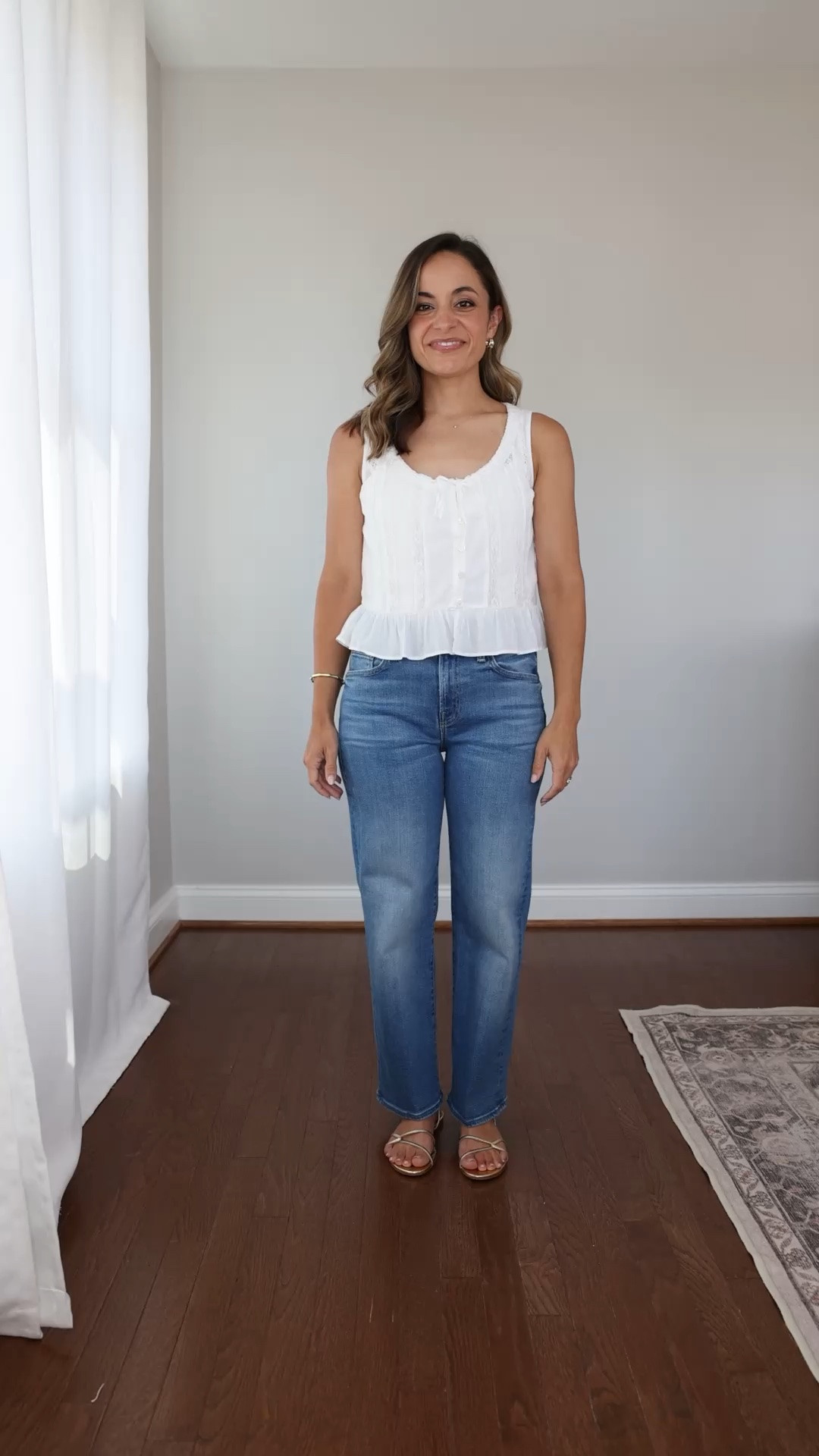 Mid-rise petite jeans from MOTHER reviewed! 

Mid-rise rambler zip ankle: petite 24 / 9 3/8” rise / 25.5” inseam / true to size

This pair is very stretchy and comfortable. 

Top (Abercrombie): xxs (my top is linked but unfortunately has sold out)

#LTKPetite