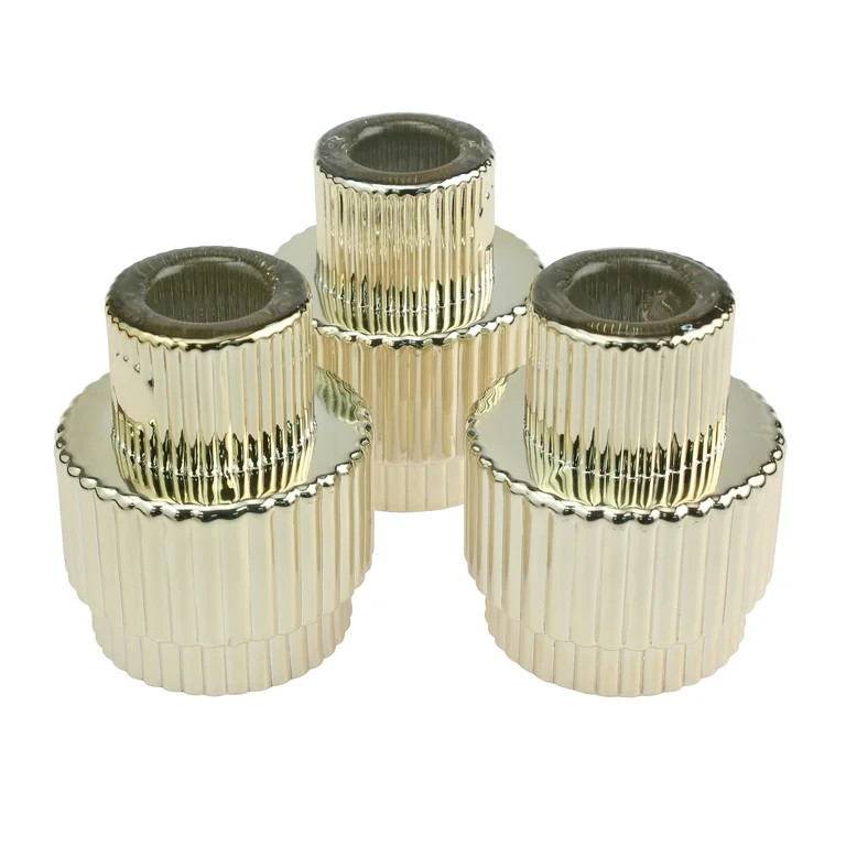 Sofia Home Stackable Glass Taper Candle Holders, Gold, Set of 3, By Sofia Vergara | Walmart (US)