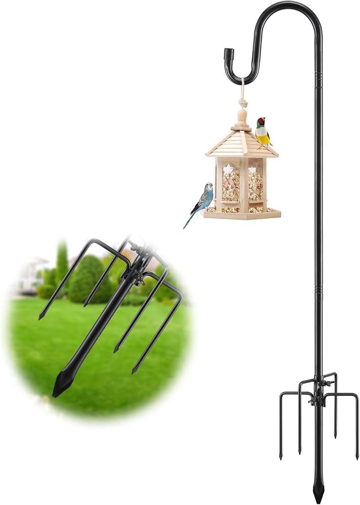 Bird Feeder Pole with Shepherd’S Hook - 78" Heavy Duty Hummingbird Stand with 5-Prong,Rustproof... | Amazon (US)