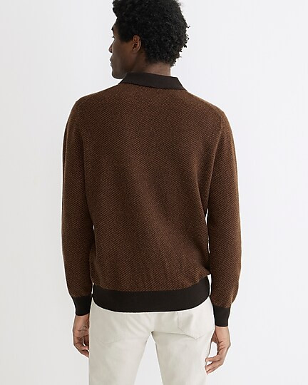 Cashmere herringbone jacquard collared sweater | J. Crew US