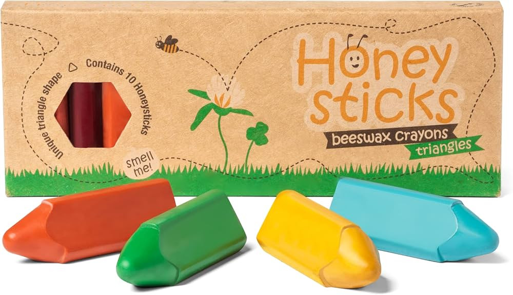Honeysticks Triangular Crayons - 100% Pure Beeswax, Food Grade Colors, Non Toxic Crayons for Baby... | Amazon (US)