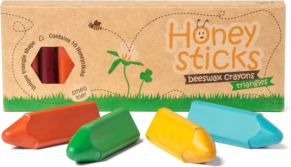 Honeysticks Triangular Crayons (10 Pack) - 100% Pure Beeswax, Food Grade Colors, Non Toxic Crayon... | Amazon (US)