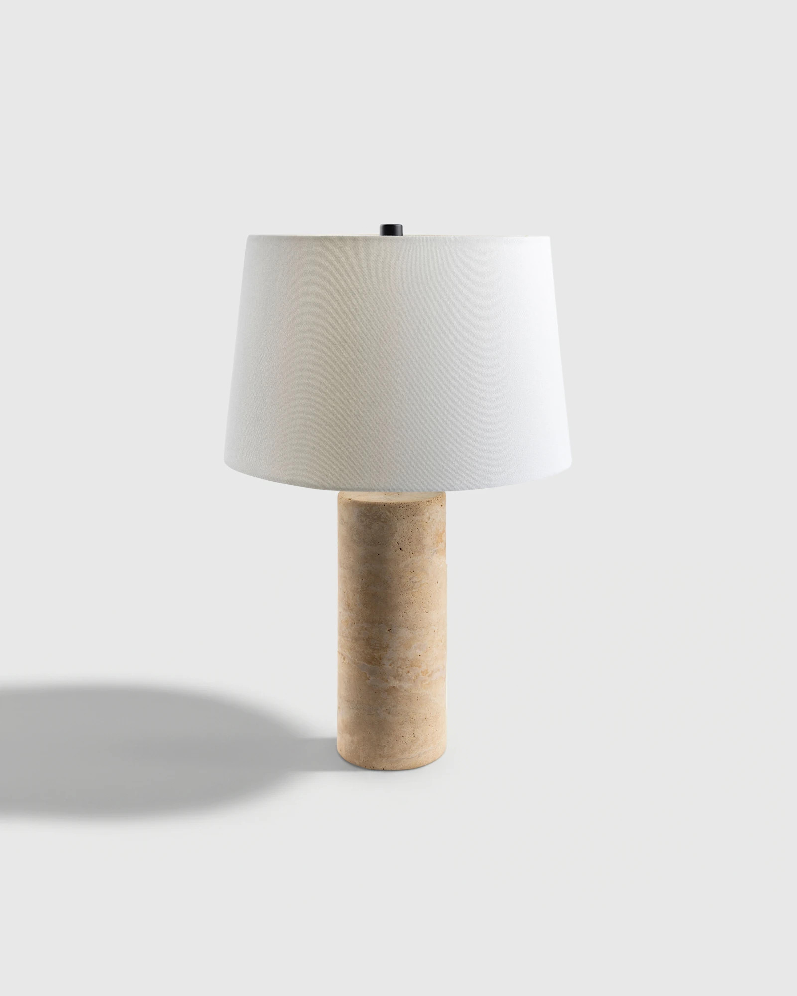 Quince Travertine Table Lamp with Drum Shade in Beige, Size Dome | Quince