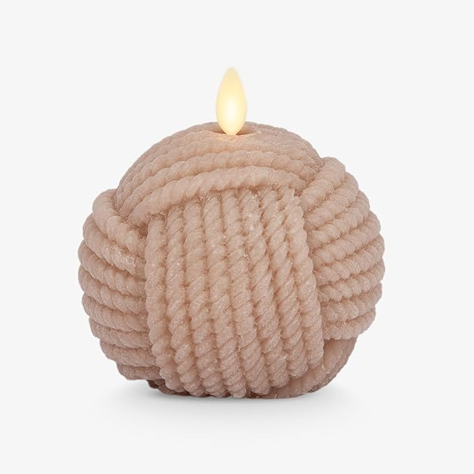 Luminara - Flameless Holiday Crystal Beads Glitter Sphere Candle - Timeless Taupe Rope Ball - Pac... | Amazon (US)