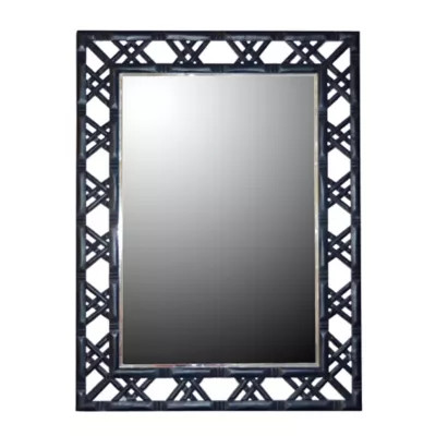 W Home Bamboo-Look 30-Inch x 40-Inch Rectangular Wall Mirror in Glossy Navy | Bed Bath & Beyond | Bed Bath & Beyond