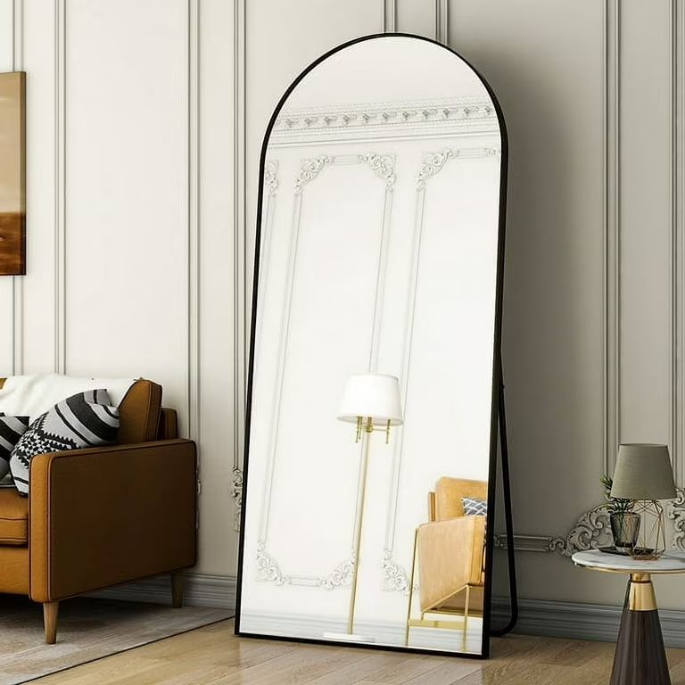BEAUTYPEAK 71"x30" Arch Full Length Mirror Oversized Floor Mirrors for Standing Leaning, Black | Walmart (US)