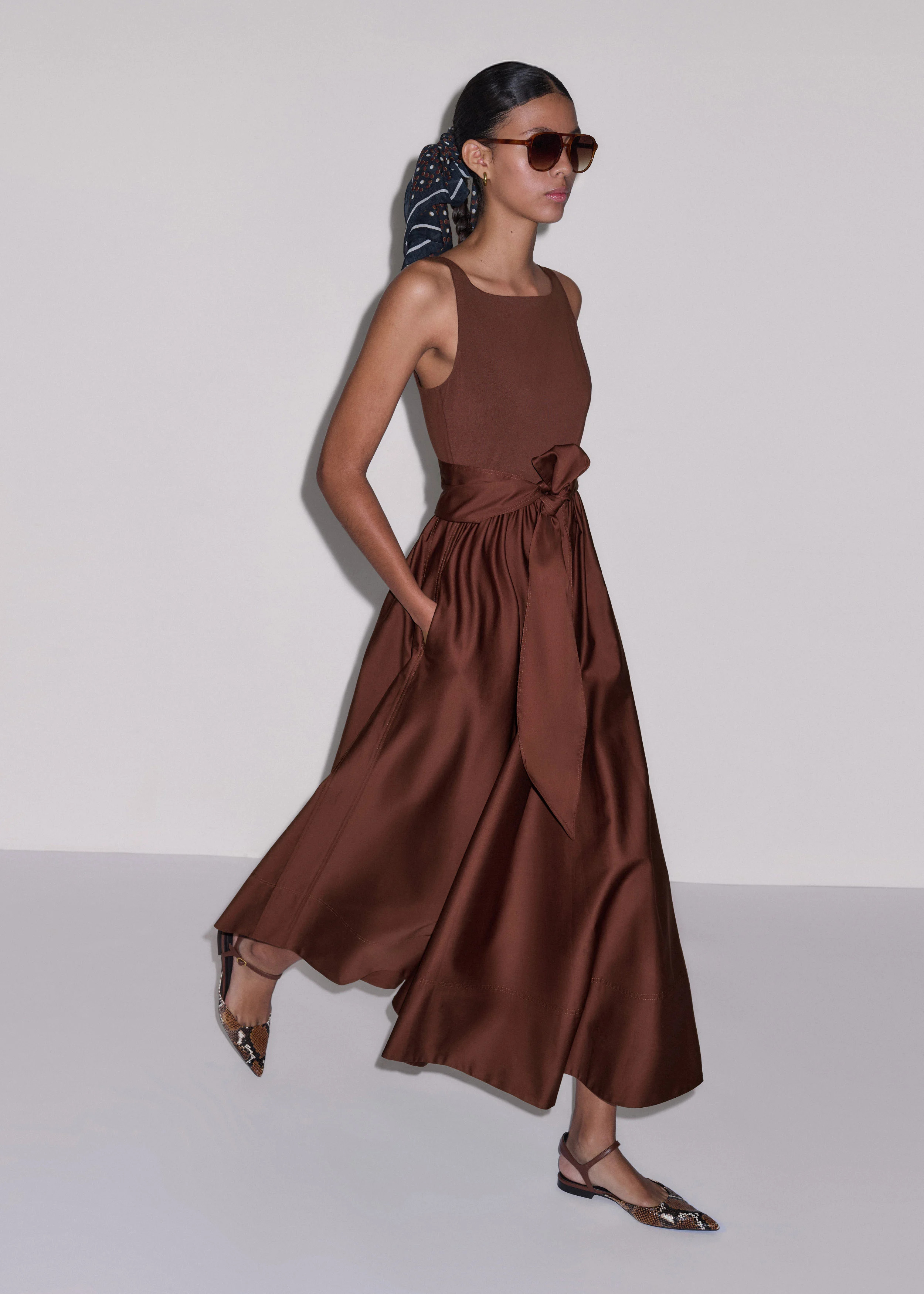 Fit + Flare Maxi Dress Jersey + Poplin | ME+EM Global (Excluding US)