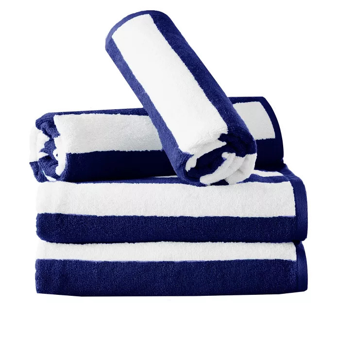 Great Bay Home Terry Cabana Striped 4-Pack Beach Towel | Target