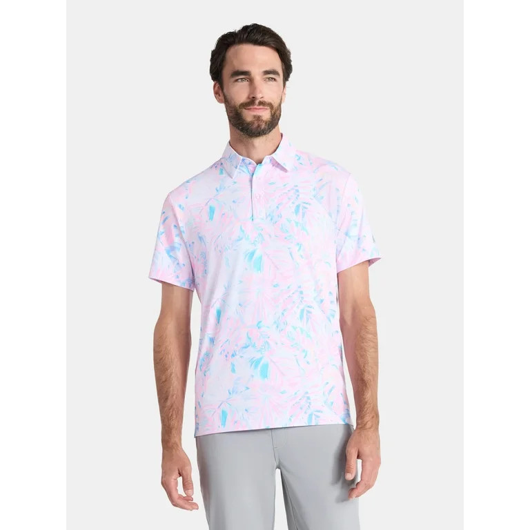 Birdie Bound Men's and Big Men's Pastel Palms Print Polo Golf Shirt, Sizes S-3XL | Walmart (US)
