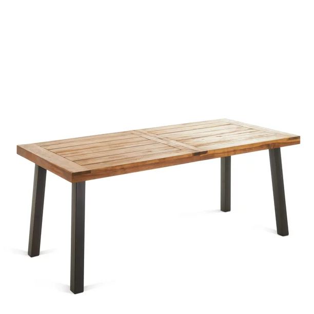 Domini Outdoor 6-Seater Acacia Rectangular Dining Table, Teak Finish - Walmart.com | Walmart (US)