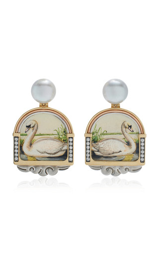 Lauren's ClosetTRUNKSHOWSilvia Furmanovich18k Gold White Swan Miniature Painting Earrings$11,220(... | Moda Operandi (Global)