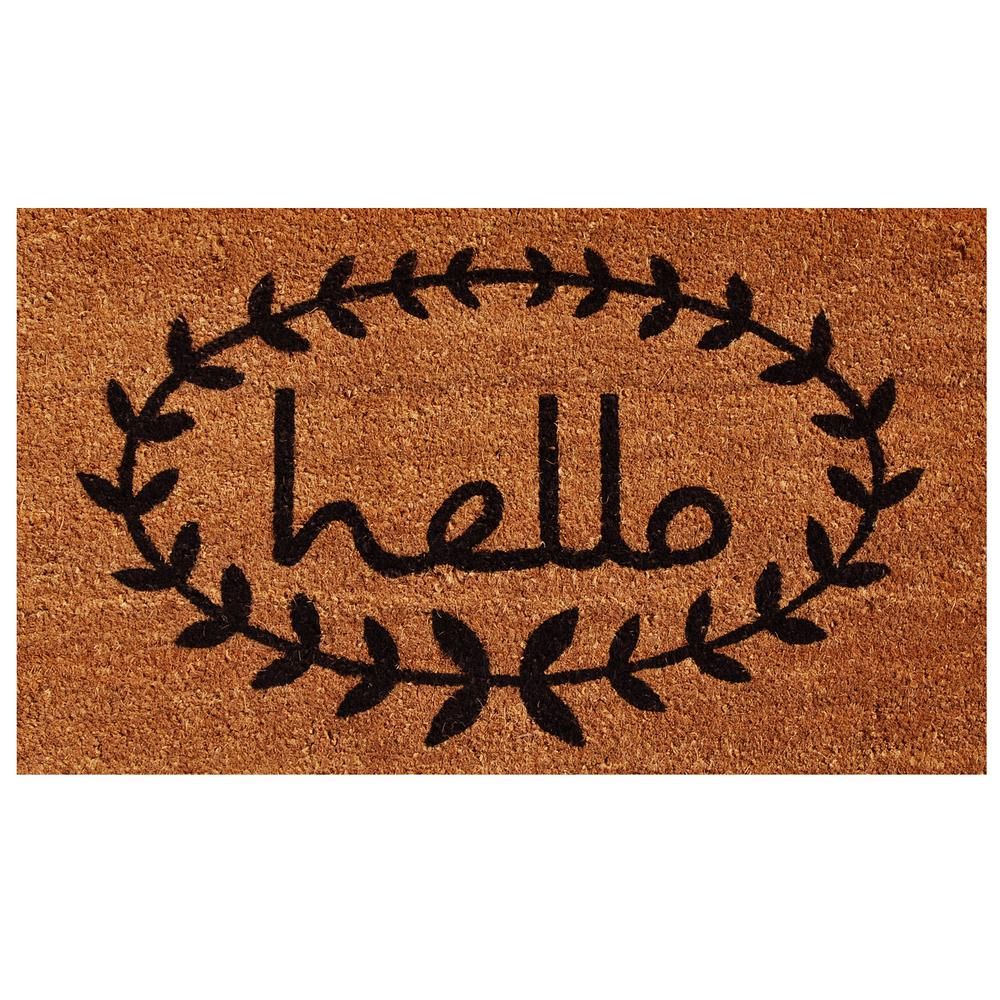 Home & More Calico Hello 24 in. x 36 in. Door Mat-121812436 - The Home Depot | The Home Depot