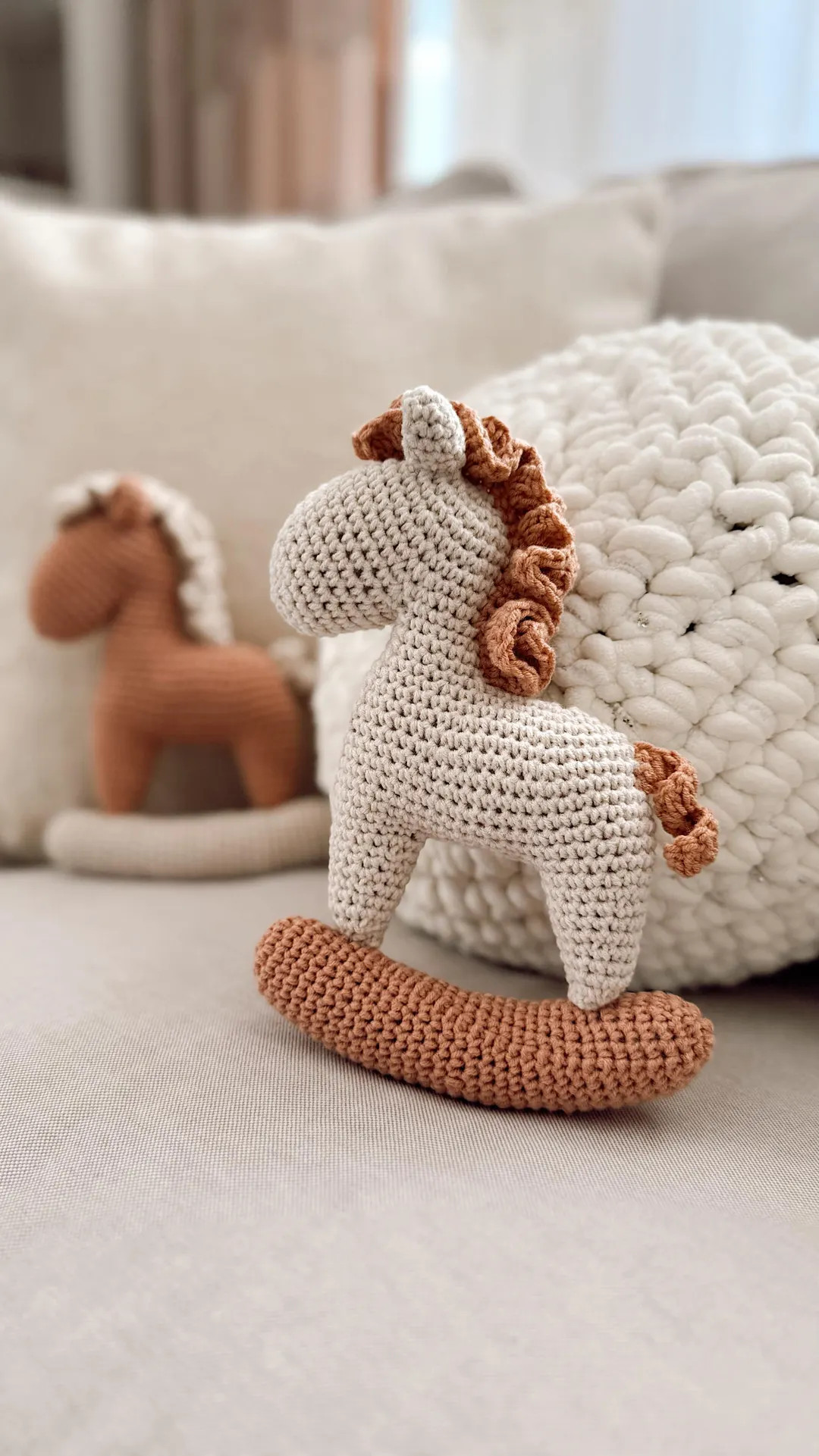 Handmade Crochet Rocking Horse Rattle – 100% Cotton Baby Toy – Neutral Nursery Gift – Baby ... | Etsy (US)