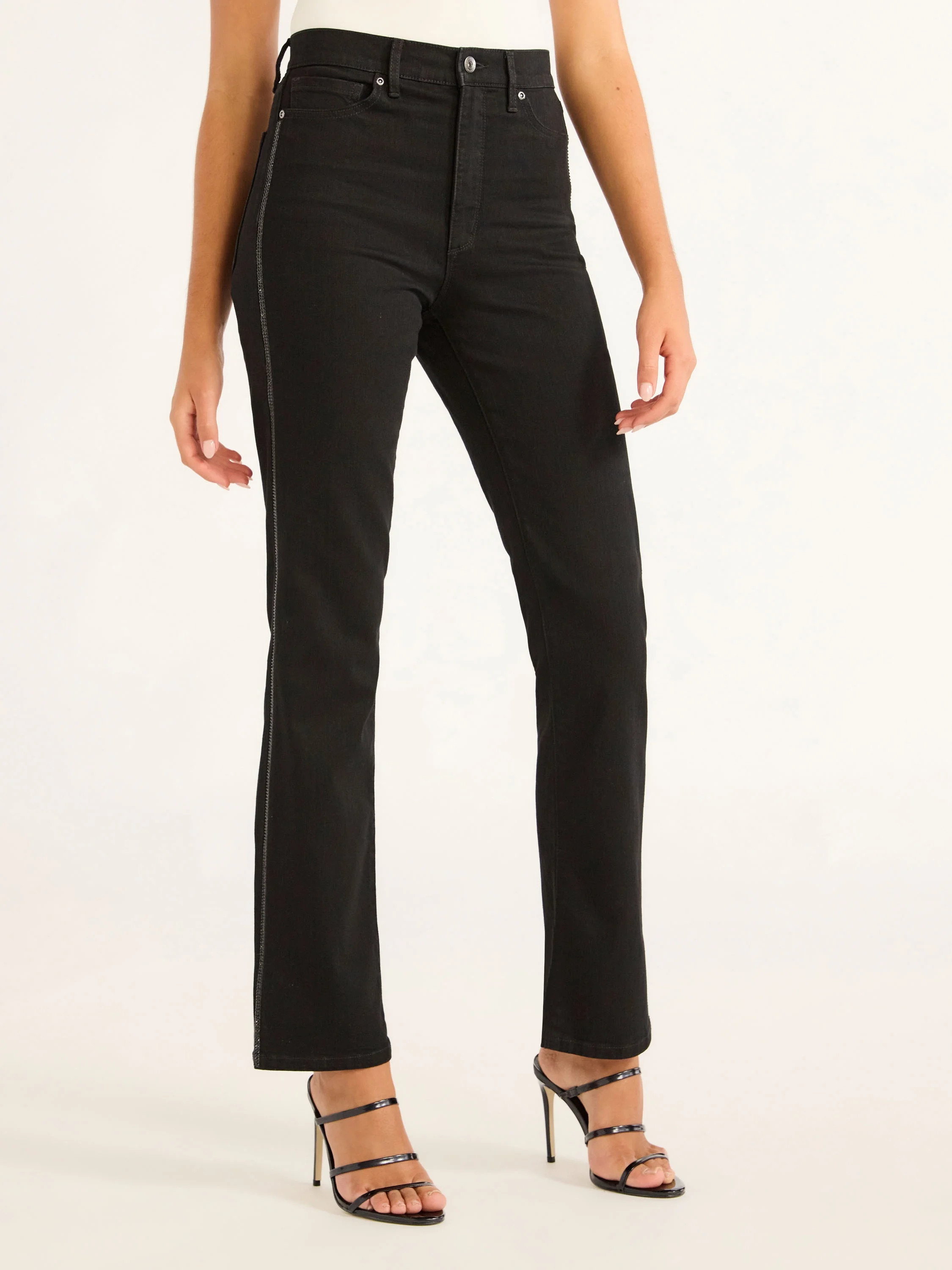 Sofia Jeans Women's Eden Straight Super High Rise Embellished Jeans, 30.5" Inseam, Sizes 0-20 | Walmart (US)